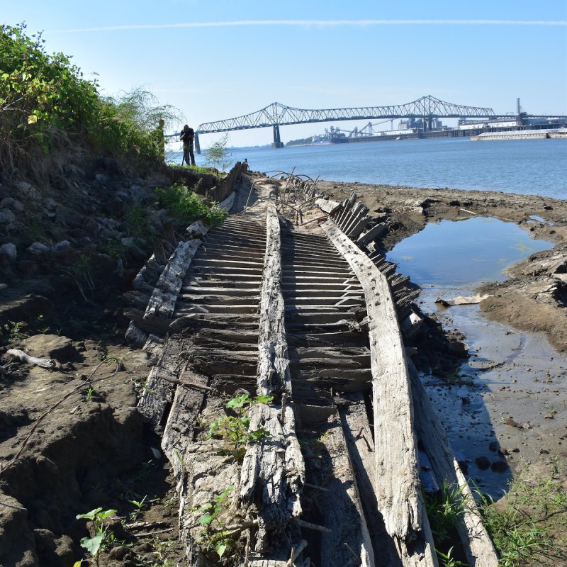 View from bow to stern of the Brookhill ferry wreck