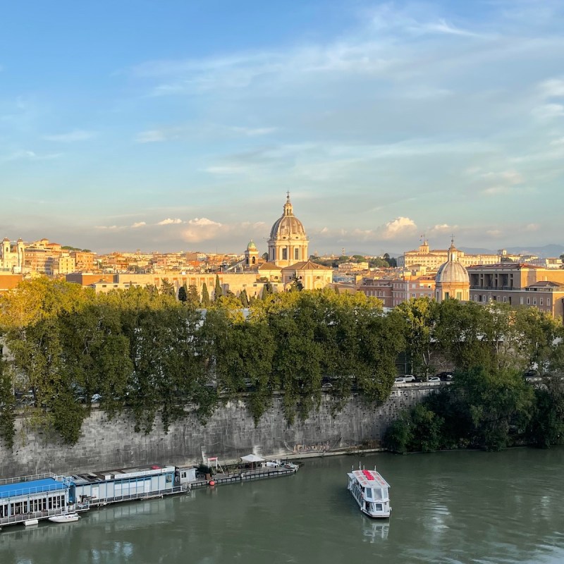 Views from the First Musica hotel across the Tiber to Rome