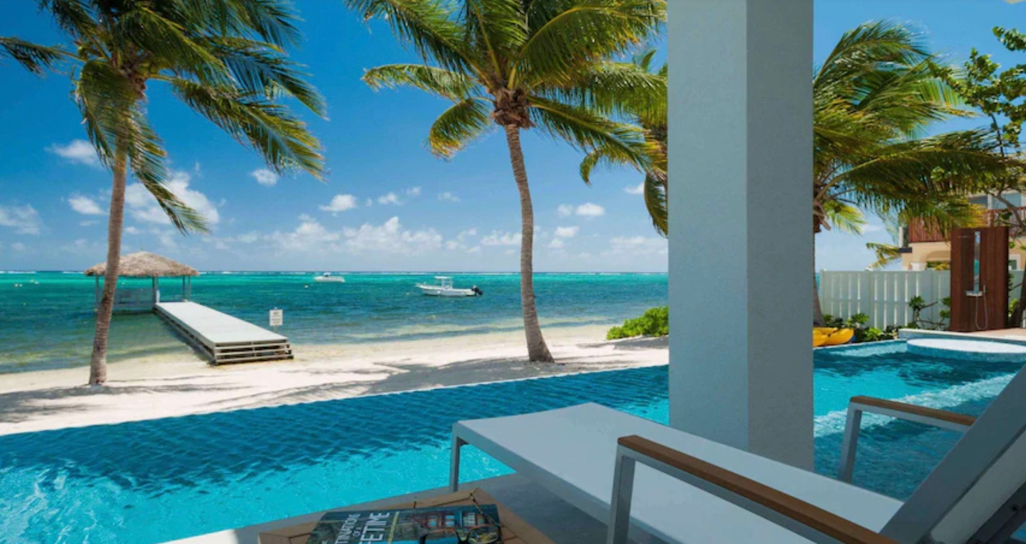 View of the beach from Point Of View villa Vrbo rental on the Cayman Islands