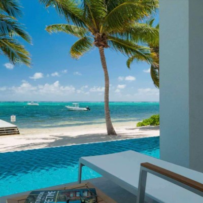 View of the beach from Point Of View villa Vrbo rental on the Cayman Islands