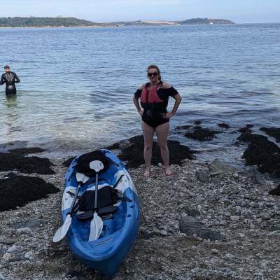 The author ready to kayak in Cornwall, UK.