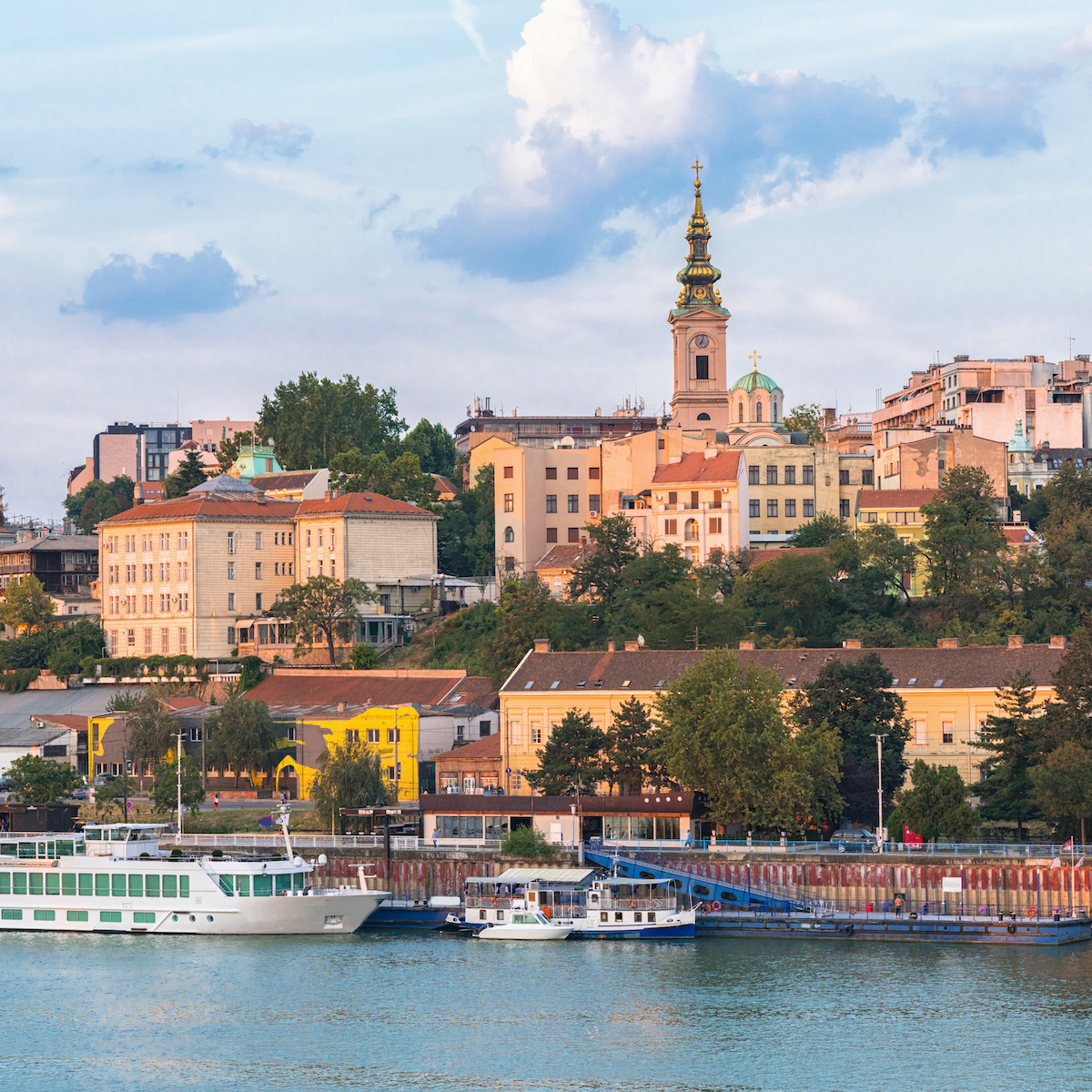Belgrade on the banks of the Sava River in Serbia