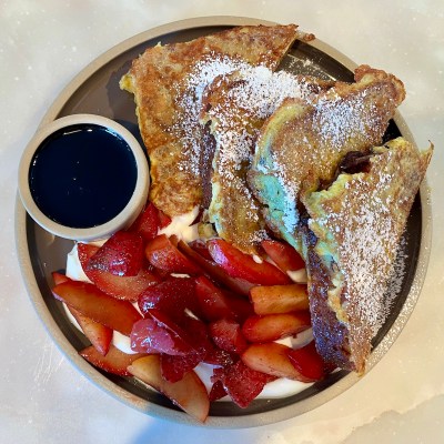 Bread pudding French toast made with croissants at Jackson Hole's Persephone Bakery