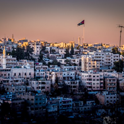 Looking over Amman with the enormous Jordanian flag flying over the Royal Palace