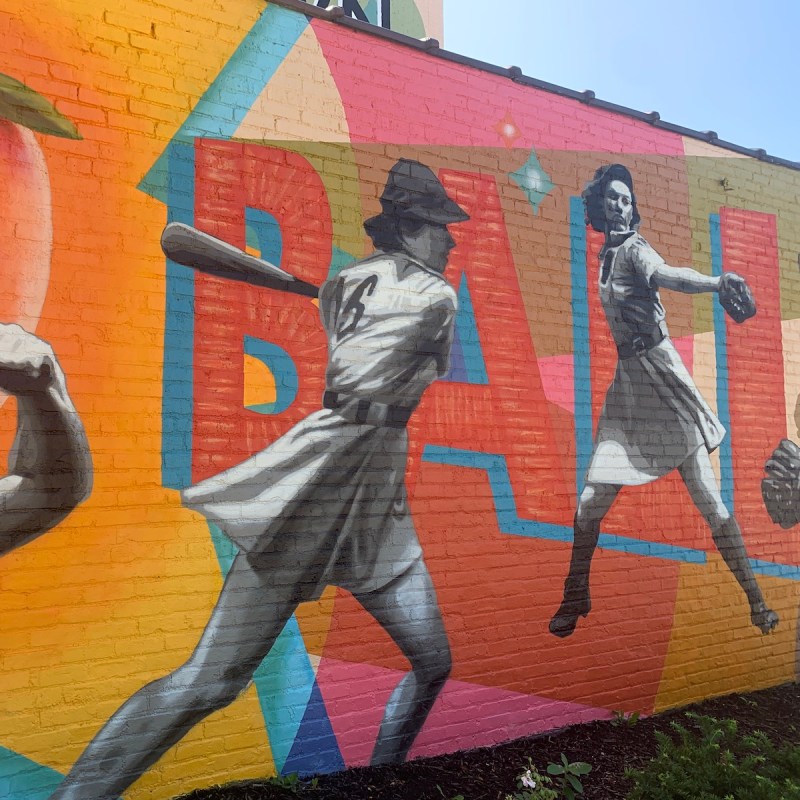 Rockford Peaches mural in Rockford, Illinois.