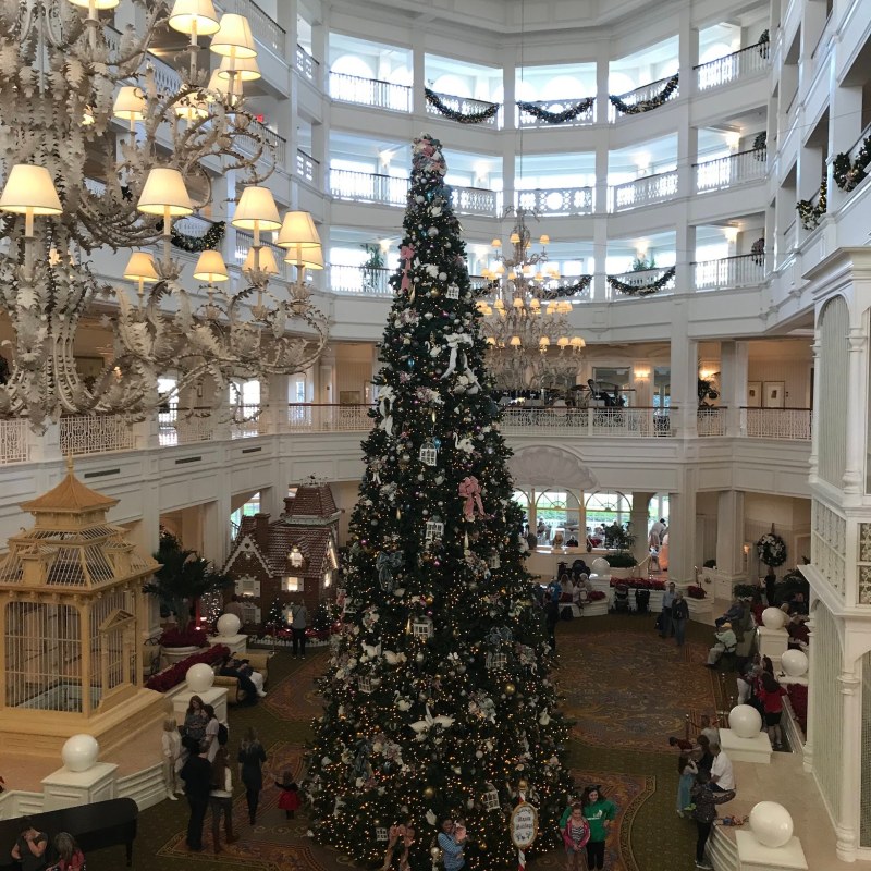 giant Christmas tree in the lobby of Disney's Grand Floridian Resort & Spa Christmas Tree