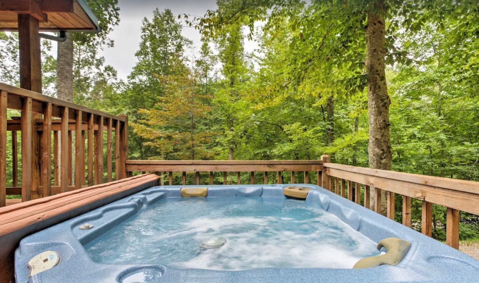 View of Red River Gorge forest from Woodsman cabin rental in Powell County, Kentucky