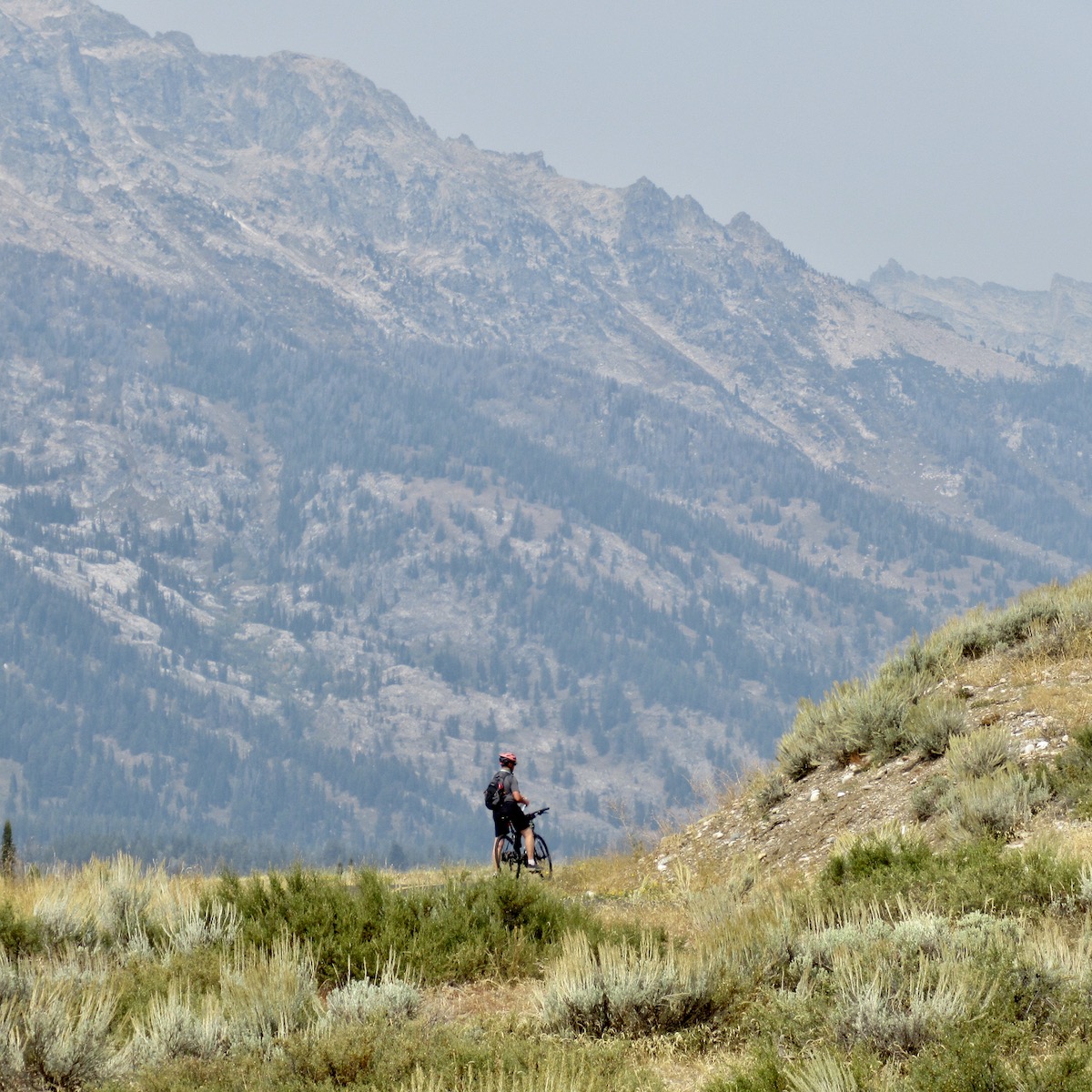 Biking in the grandeur of the Grand Teton Mountains