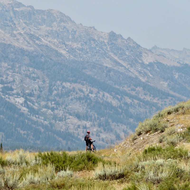 Biking in the grandeur of the Grand Teton Mountains