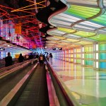 The electric neon tunnel at Chicago O'Hare International Airport