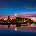 The Omaha, Nebraska, skyline at night