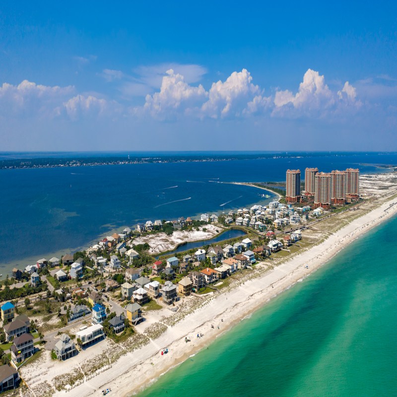 Coastline of a beach in Pensacola, Florida