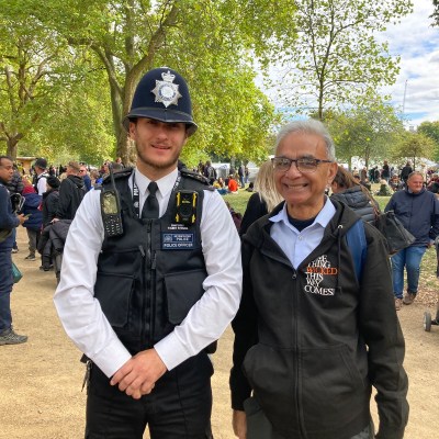 Rajib with a London Bobby