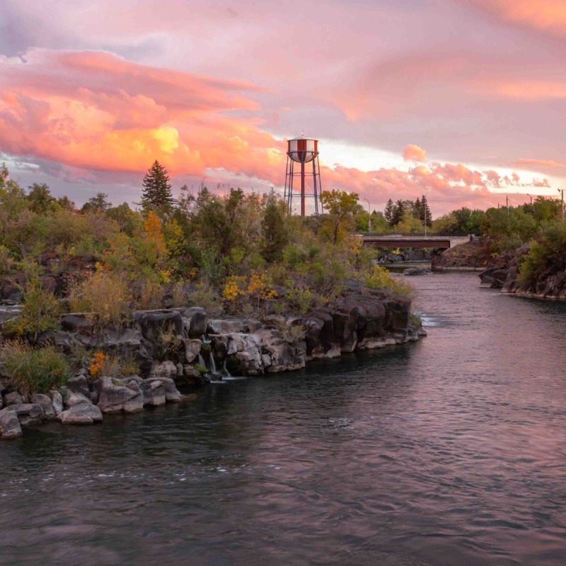 View down the Snake River in Idaho Falls