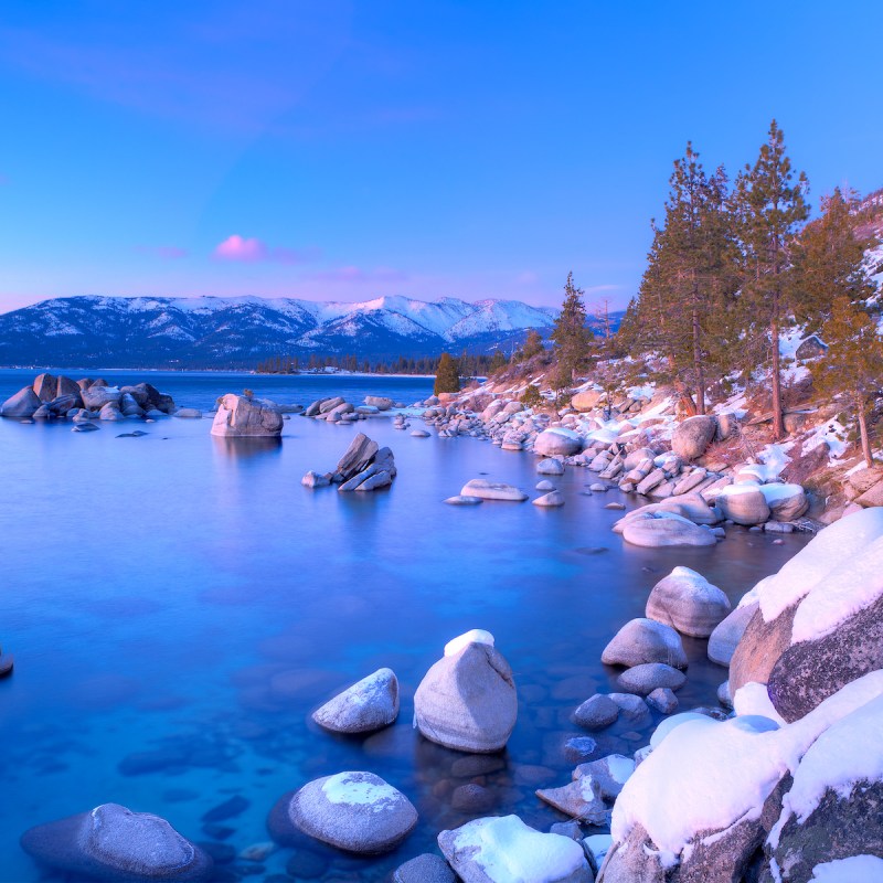 Sunset on Lake Tahoe in the winter