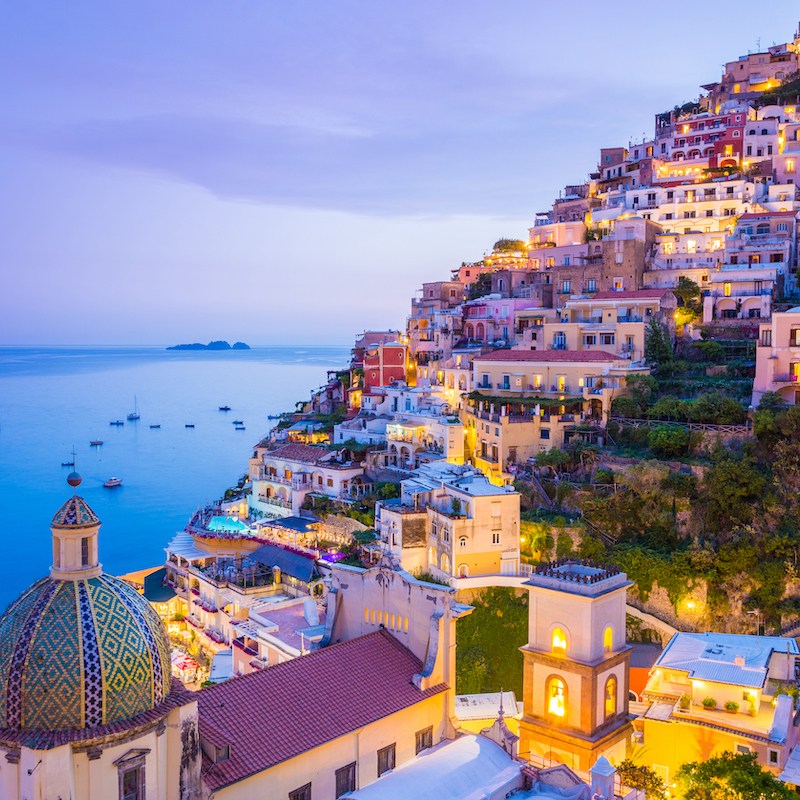 Italian hillside village on the coast