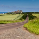 The road to Bamburgh Castle, England