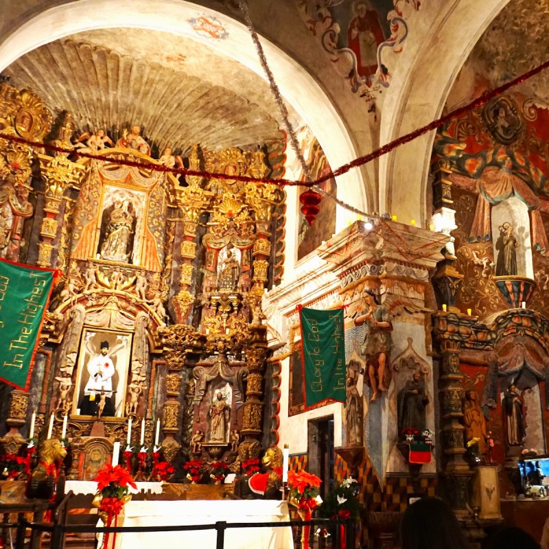Mission San Xavier del Bac alters in Tucson at Christmas Mass