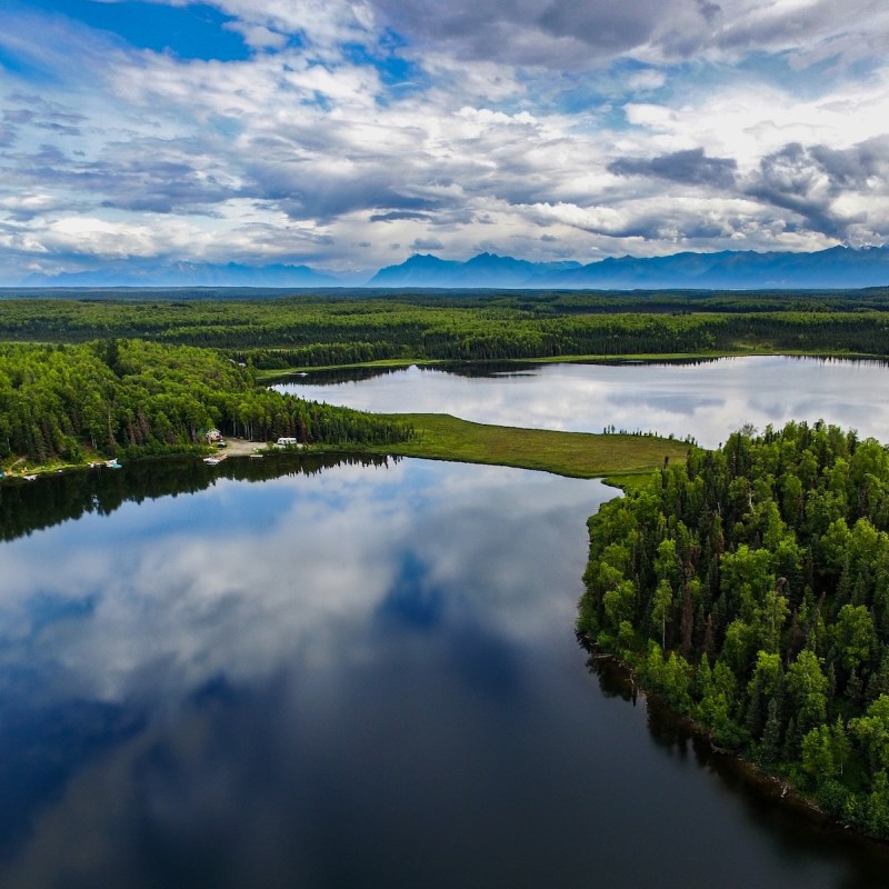 Chugach State Park over Anna Lake near Wasilla, Alaska