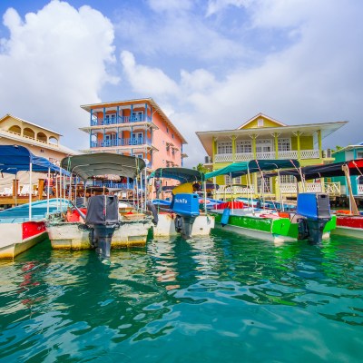 Buildings on the coast of Colón Island, Bocas del Toro Province, Panama