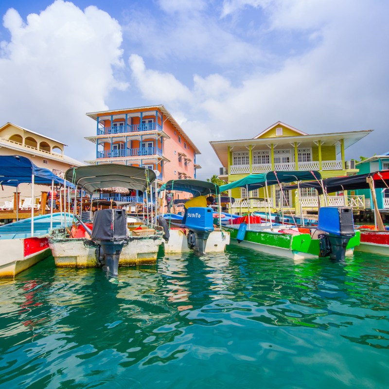 Buildings on the coast of Colón Island, Bocas del Toro Province, Panama