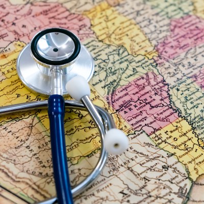stethoscope on map