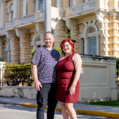 Jen Barnett and her husband stroll the Paseo de Montejo in Mérida, Yucatán