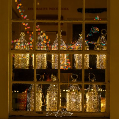 Handmade punched-tin lanterns at the Candlelight Stroll in Portsmouth, New Hampshire