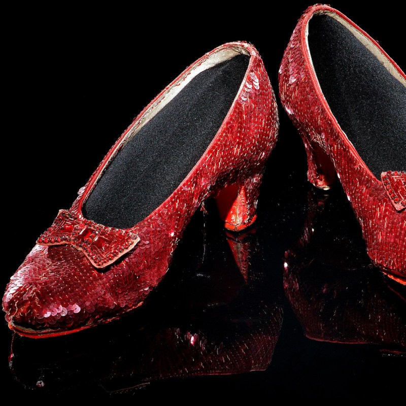 Ruby slippers worn by Judy Garland's character Dorothy in the 1939 movie The Wizard of Oz