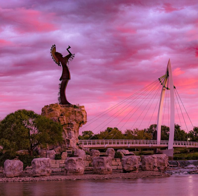 Keeper of the Plains native american sculpture in Witchita, KS