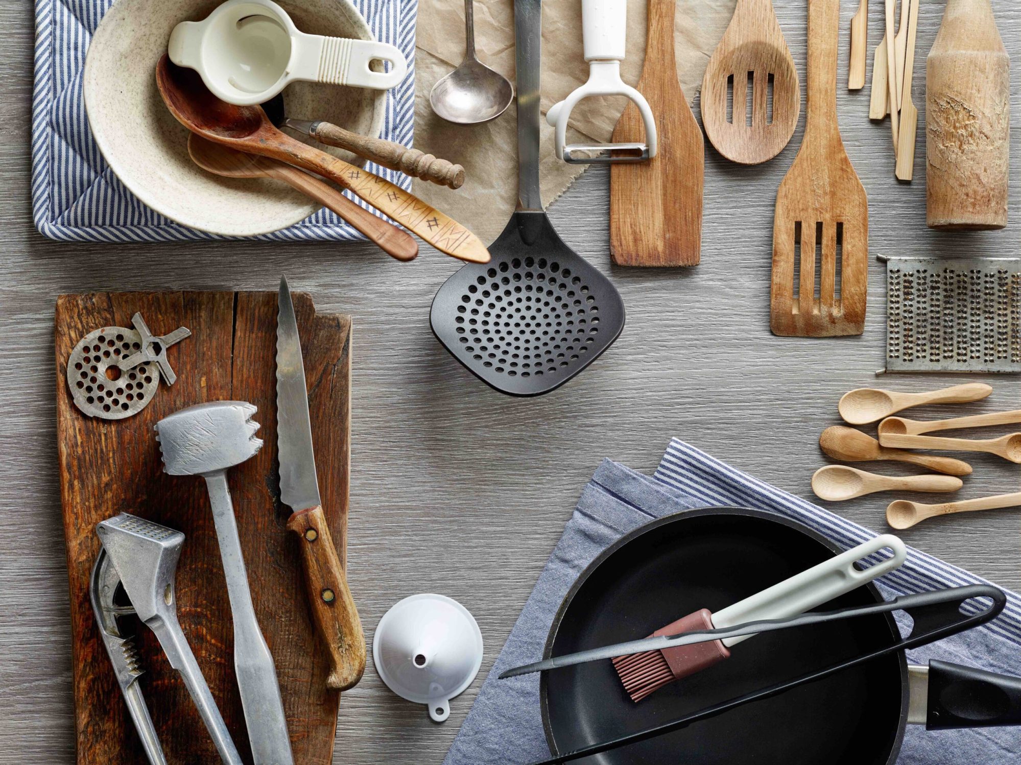 Kitchen Cooking Items laid out on the counter