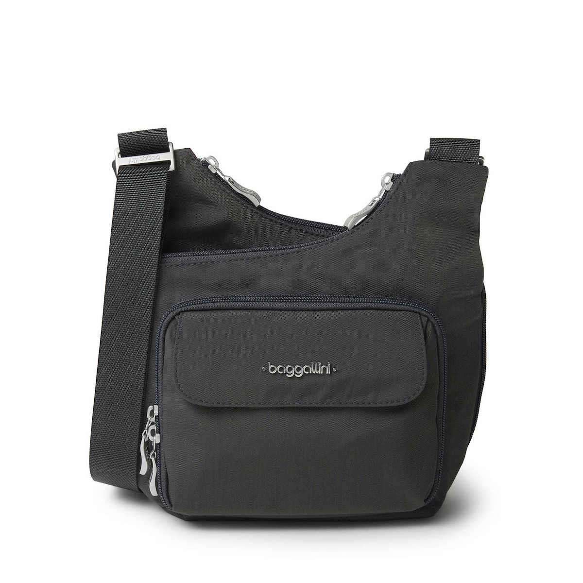 Baggallini Everyplace Crossbody Black Nylon Travel Purse Shoulder Bag Gray  Line | eBay