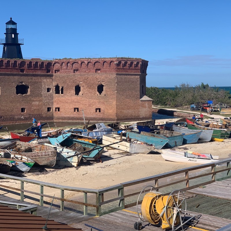 Migrant boats in Dry Tortugas National Park, Florida.