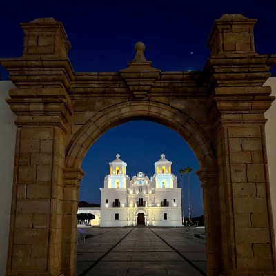 Caborca's Old Mission arch and night sky