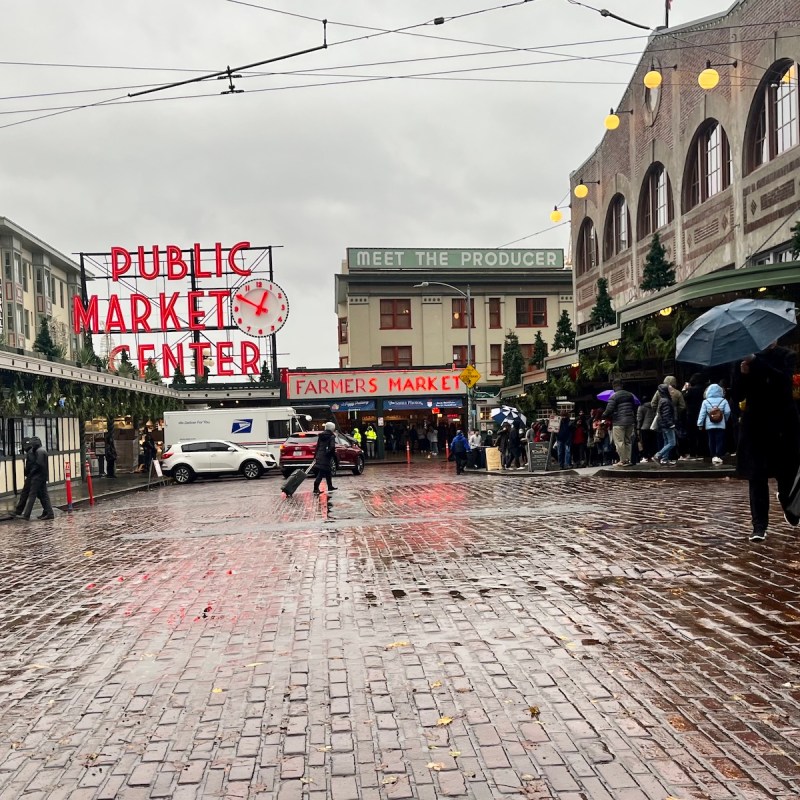 Pike Place Market in the rain