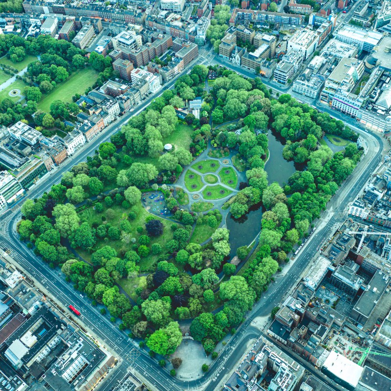 Aerial view of St Stephen's Green, Dublin