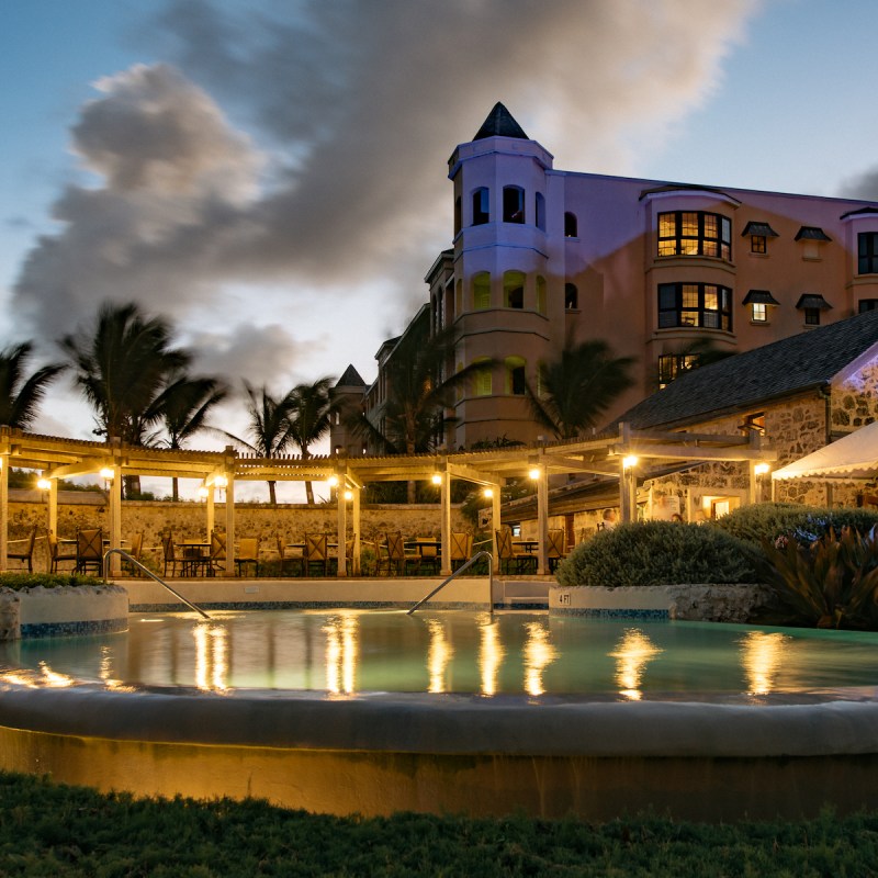 The Crane Resort at night in Barbados
