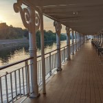 A sunset on a steamboat river cruise