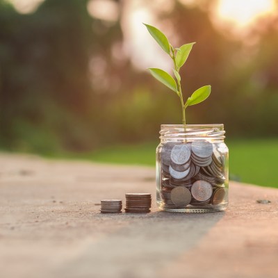 Coins in a savings jar