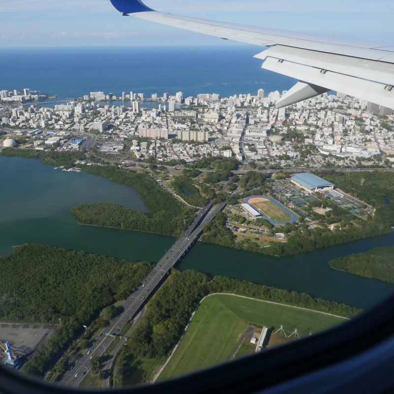 San Juan, Puerto Rico, from an airplane window