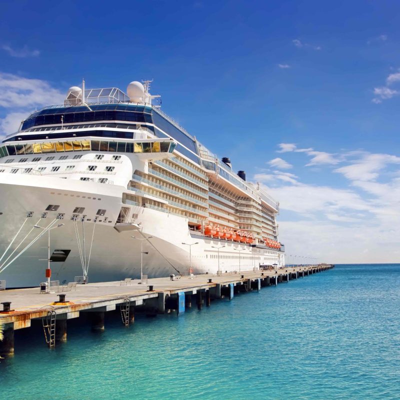 Cruise ship docked in port