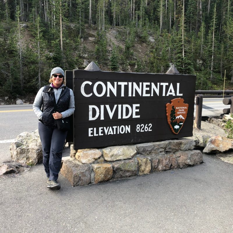 Author with her Baggallini bag at the Continental Divide