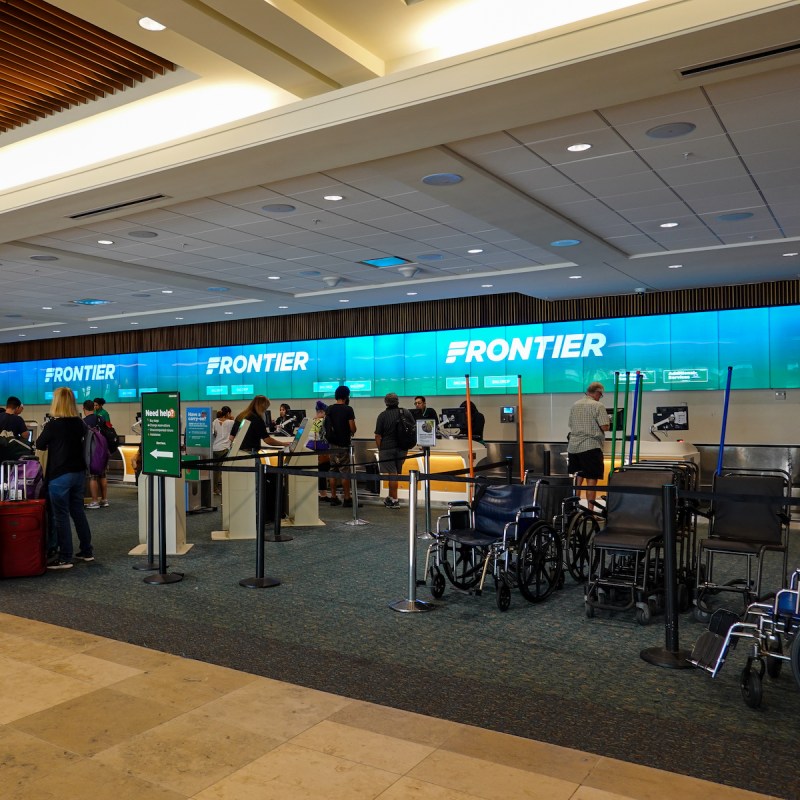 Frontier Airlines service desk in Orlando