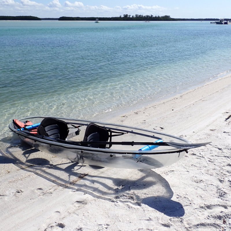 Clear kayak on Shell Key beach