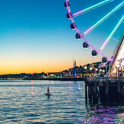 The Great Wheel on the water in Seattle