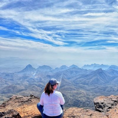 Author enjoying the view from the South Rim at Big Bend National Park, Texas