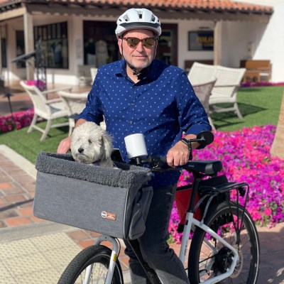 The author and his dog on an e-bike