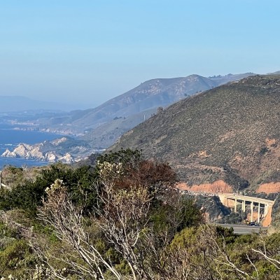 Looking back at the Bixby Bridge on California Highway 1 in Big Sur