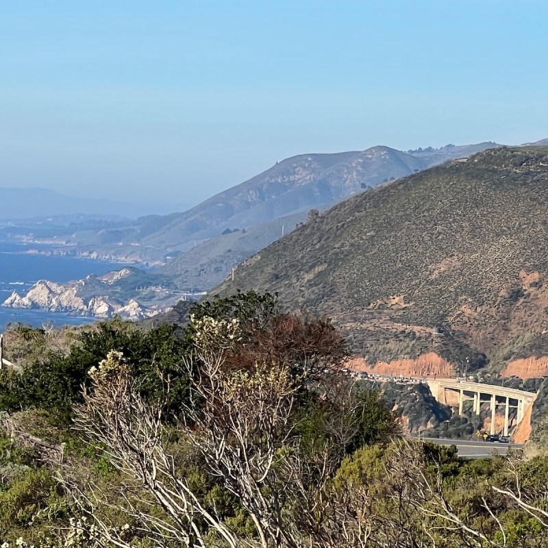 Looking back at the Bixby Bridge on California Highway 1 in Big Sur