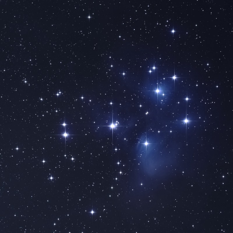 M45 Pleiades Star in the dark night sky